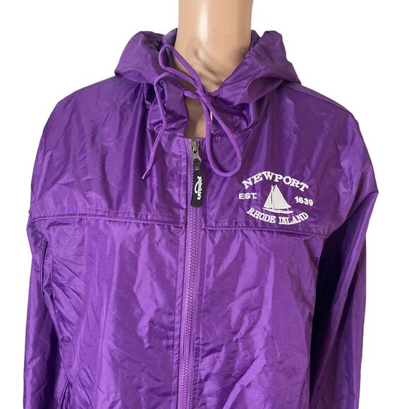 Vintage Newport Rhode Island Windbreaker Jacket Womens XL Purple Embroidered - Picture 3 of 10